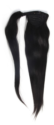 

Krome Jet Black Wrap Around Ponytail 100 Grams Remy Thinned Stitched Human Extensions 18 Inches Hair Extension