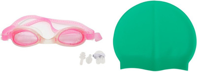 

Sports 101 Aqua Dash3 Adult Goggles, Dotted Cap, Ear Plugs&Nose clip Pro Swimming Kit