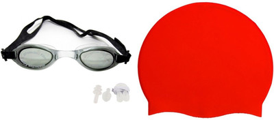 

Sports 101 Aqua Dash6 Adult Goggles, Dotted Cap, Ear Plugs&Nose clip Pro Swimming Kit