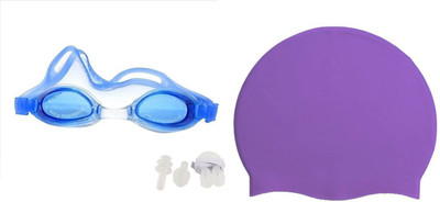

Sports 101 Aqua Dash4 Adult Goggles, Dotted Cap, Ear Plugs&Nose clip Pro Swimming Kit