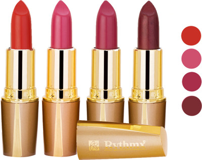 

Rythmx Superme Creamy Matte Lipstick Combo Set Of 4 Pcs 46(Brown, Pink, Red, Purple, Orange, 16 g)