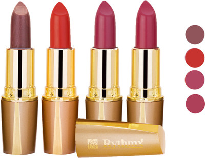 

Rythmx Superme Creamy Matte Lipstick Combo Set Of 4 Pcs 20(Brown, Pink, Red, Purple, Orange, 16 g)