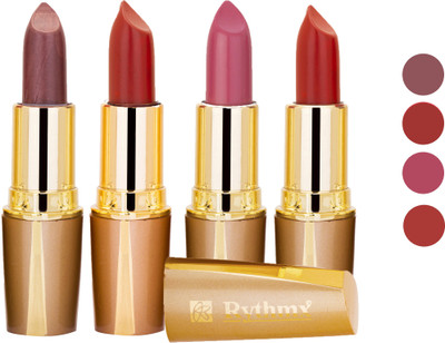 

Rythmx Superme Creamy Matte Lipstick Combo Set Of 4 Pcs 11(Brown, Pink, Red, Purple, Orange, 16 g)