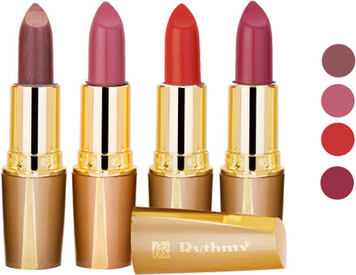 

Rythmx Superme Creamy Matte Lipstick Combo Set Of 4 Pcs 15(Brown, Pink, Red, Purple, Orange, 16 g)