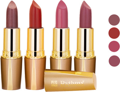 

Rythmx Superme Creamy Matte Lipstick Combo Set Of 4 Pcs 12(Brown, Pink, Red, Purple, Orange, 16 g)