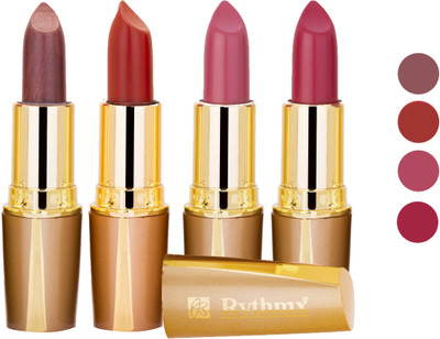 

Rythmx Superme Creamy Matte Lipstick Combo Set Of 4 Pcs 10(Brown, Pink, Red, Purple, Orange, 16 g)