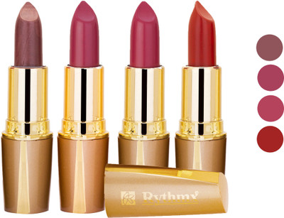 

Rythmx Superme Creamy Matte Lipstick Combo Set Of 4 Pcs 24(Brown, Pink, Red, Purple, Orange, 16 g)