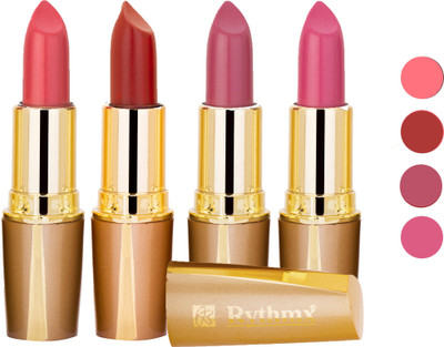Rythmx Superme Creamy Matte Lipstick Combo Set Of 4 Pcs 35(Brown, Pink, Red, Purple, Orange, 16 g)