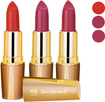 

Rythmx Dry Creamy Matte Lipstick Combo Set Of 3 Pcs 6(Red, Purple, Orange, Pink, Brown, 12 g)