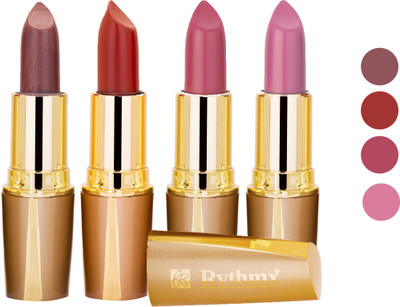 

Rythmx Superme Creamy Matte Lipstick Combo Set Of 4 Pcs 13(Brown, Pink, Red, Purple, Orange, 16 g)