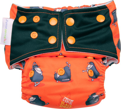 

Superbottoms Plus TRIM AIO diaper for heavy absorbency (Baba Black Sheep, Orange