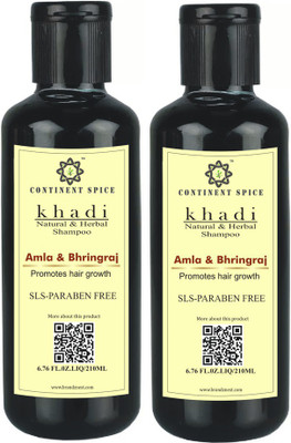 

Khadi Natural & Natural Shampoo - Amla & Bhringraj (SLS-Paraben Free) Continent Spice CS682005 - Pack of 2(420 ml)