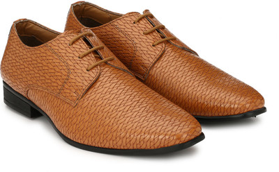 

Hirel's Weaving Derby Shoes Lace Up For Men(Tan