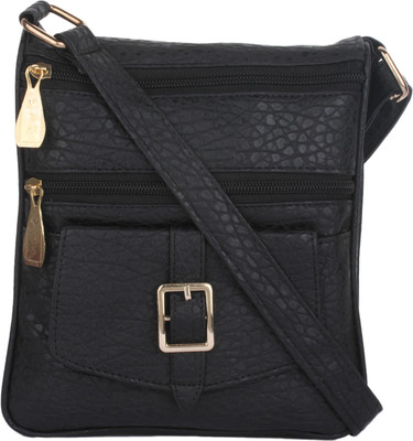

Style Villaz Women Casual Black Leatherette Sling Bag