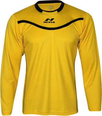 NIVIA Solid Men Round or Crew Yellow T-Shirt