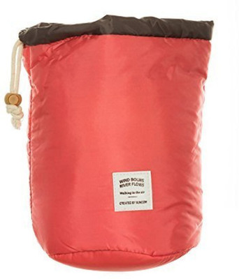 

FLYwithme Bucket Barrel Shaped Cosmetic Makeup Bag Travel Case Pouch Travel Toiletry Kit(Red)