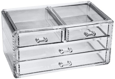 

Sukot Clear Acrylic Box Cosmetic Makeup Organizer 4 Drawer Storage Vanity Box(White)