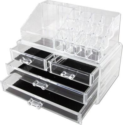 

Sukot Cosmetic Storage Box Jewelry Organizer 4 Drawer Jewelry Makeup Organizer Vanity Box(Clear transparent)