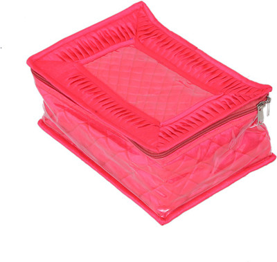 

Kuber Industries " Locker Jewellery Kit, Box In Velvet Quilted Material With 12 Pouches Makeup Vanity Box(Pink)