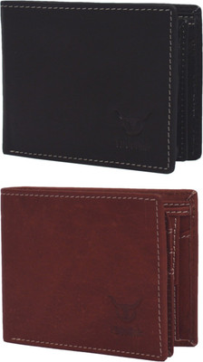 

Hidelink Men Multicolor Genuine Leather Wallet, Black & reddish brown