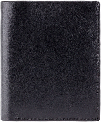 Visconti Men Black Genuine Leather Wallet(4 Card Slots), Black & red