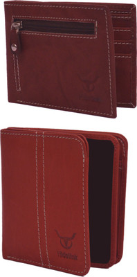

Hidelink Men Multicolor Genuine Leather Wallet, Reddish brown & red