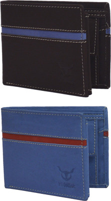 

Hidelink Men Multicolor Genuine Leather Wallet, Black & blue