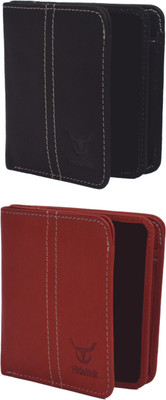 

Hidelink Men Multicolor Genuine Leather Wallet, Black & red