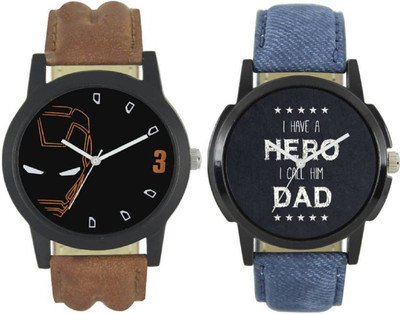 

Rage Enterprise New Fashion 0004-0007 Fast Selling 2 Combo Branded Leather Analog Watch - For Boys and Men Watch - For Boys
