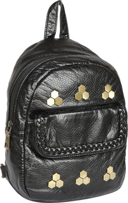 

Bagkok Black PU Backpack 0.3 L Backpack(Black)