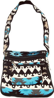 

Yokoso International Cross body handloom cloth sling bag blue print Sling Bag(Multicolor, 3 L)