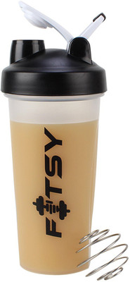 FITSY Gym Bottle with Spring Ball 600 ml Shaker(Pack of 1, Black)