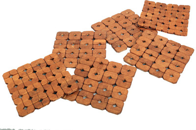 KUBER INDUSTRIES Square Reversible Bamboo Coaster(Pack of 6)