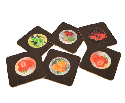KUBER INDUSTRIES Square Reversible Bamboo Coaster(Pack of 6)