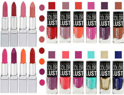 

Ramble Lipstick and Nail polish Neon Shades Gift Pack set combo 0004(Set of 20)