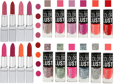 

Ramble Lipstick and Nail polish Neon Shades Gift Pack set combo 0027(Set of 20)