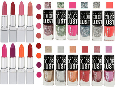 

Ramble Lipstick and Nail polish Neon Shades Gift Pack set combo 0005(Set of 20)