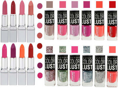 

Ramble Lipstick and Nail polish Neon Shades Gift Pack set combo 00053(Set of 20)