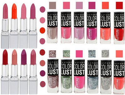 

Ramble Lipstick and Nail polish Neon Shades Gift Pack set combo 0011(Set of 20)