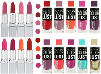 

Ramble Lipstick and Nail polish Neon Shades Gift Pack set combo 0025(Set of 20)
