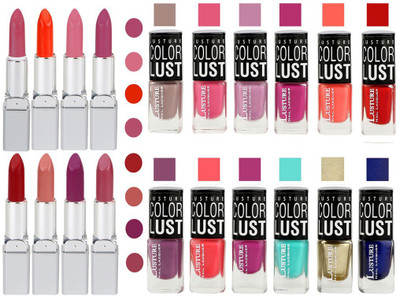Ramble Lipstick and Nail polish Neon Shades Gift Pack set combo 0009(Set of 20)