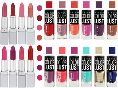 

Ramble Lipstick and Nail polish Neon Shades Gift Pack set combo 0035(Set of 20)