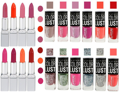 

Ramble Lipstick and Nail polish Neon Shades Gift Pack set combo 0019(Set of 20)
