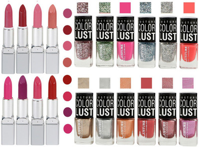 Ramble Lipstick and Nail polish Neon Shades Gift Pack set combo 0036(Set of 20)