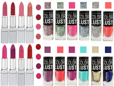 

Ramble Lipstick and Nail polish Neon Shades Gift Pack set combo 00051(Set of 20)