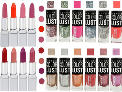 

Ramble Lipstick and Nail polish Neon Shades Gift Pack set combo 0008(Set of 20)