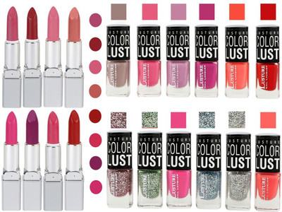

Ramble Lipstick and Nail polish Neon Shades Gift Pack set combo 0034(Set of 20)
