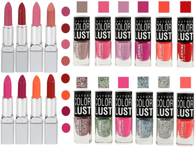 

Ramble Lipstick and Nail polish Neon Shades Gift Pack set combo 0048(Set of 20)