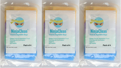 

NinjaClean Large Fridge Bags With Zip - Premium Kitchen Organizer Bags - Reusable Pack of 12 Grocery Bags(Multicolor)