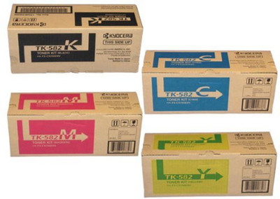 

Kyocera TK-582 Toner Cartridges Set (4 Color Pack)(CYMK) For Use FS-C5150DN Page Yield Black 3500|Cyan 2800|Magenta 2800|Yellow 2800 Multi Color Ink Toner(Black)